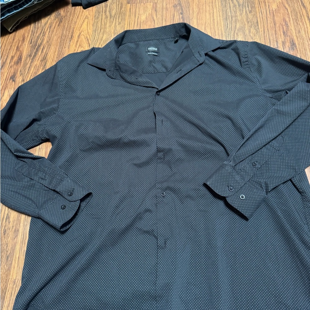 Men's Navy Blue Patterned Button Up Shirt